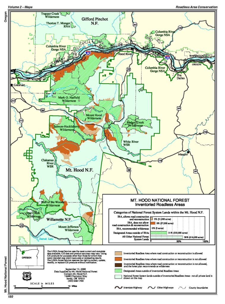 Inventoried Roadless Areas in Mt. Hood National Forest
